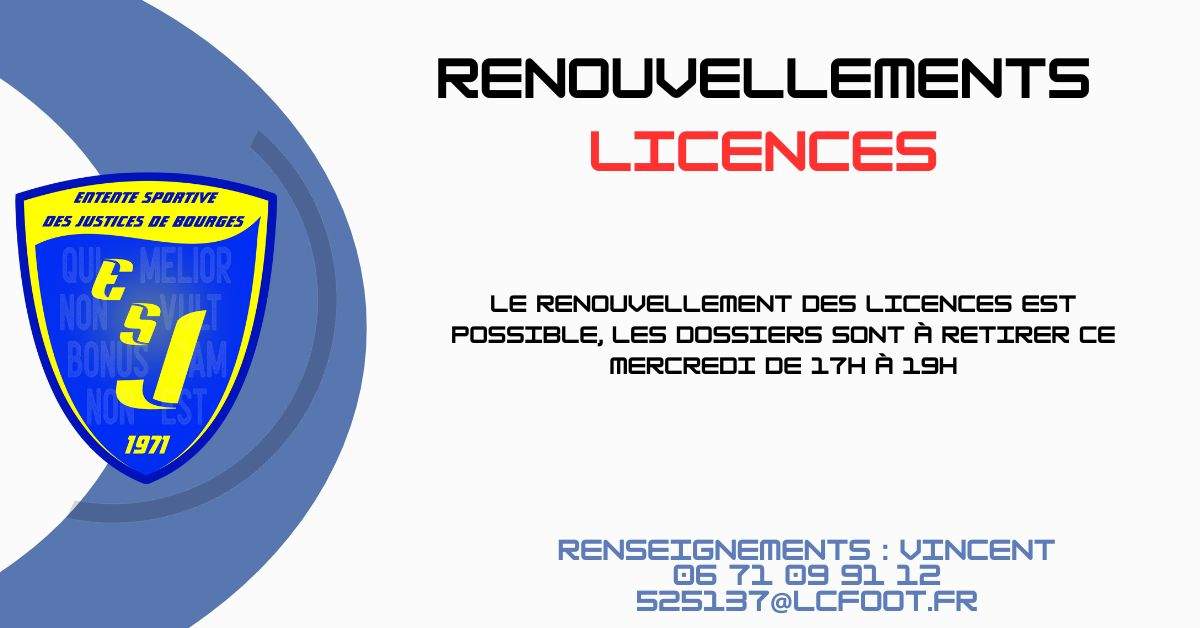 Actualité OUVERTURE PERMANENCE LICENCES club Football ENTENTE