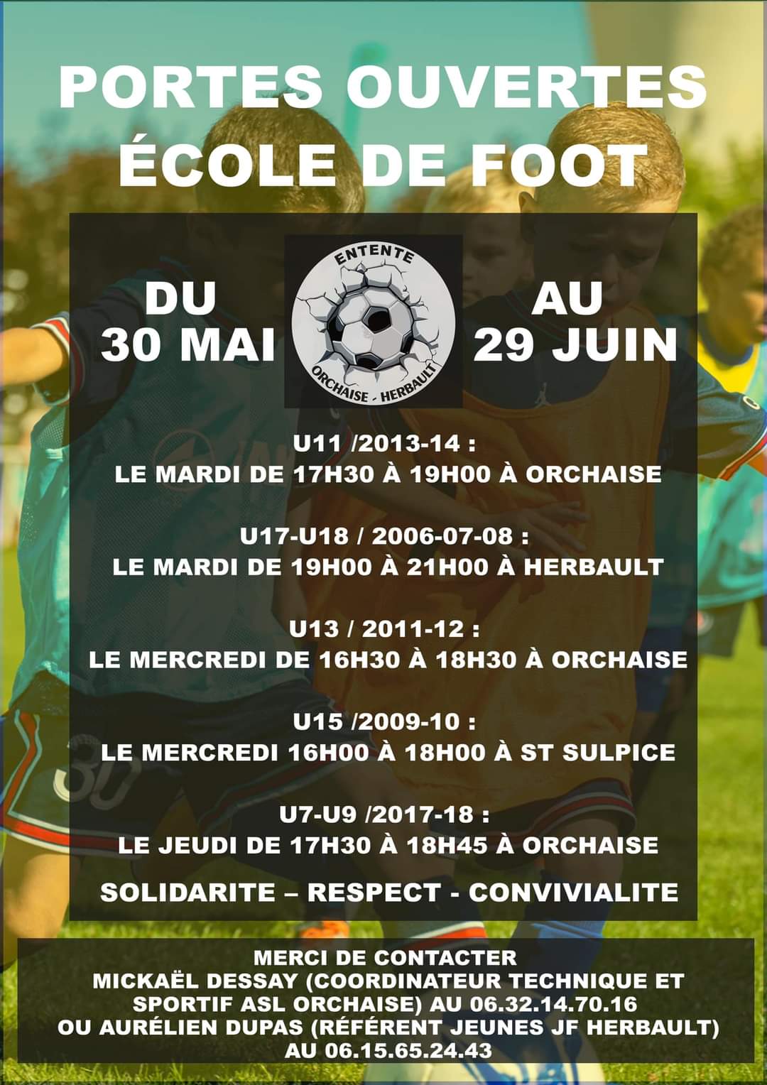 Actualité Journée portes ouvertes jeunes club Football ASL ORCHAISE