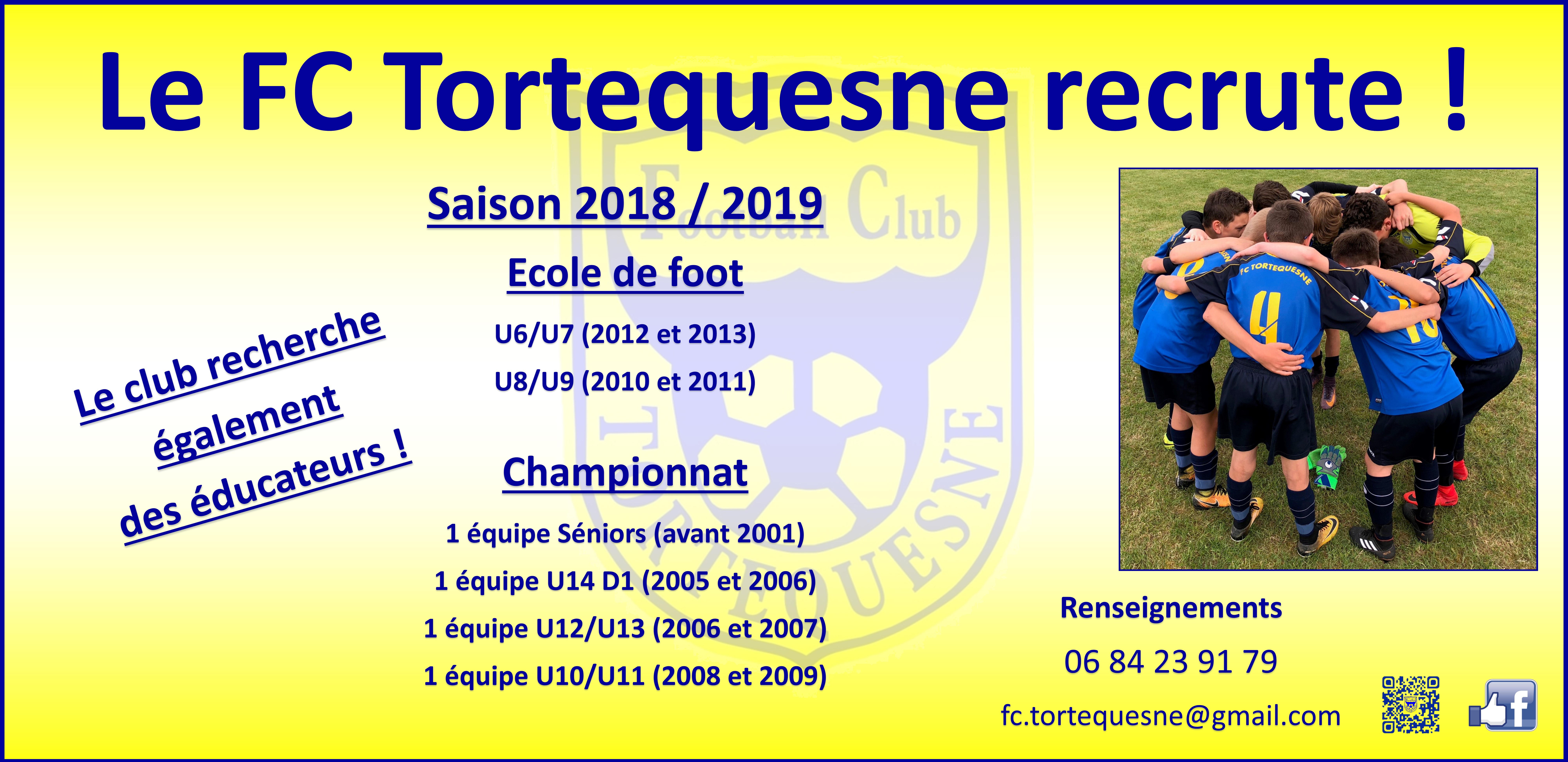 Recrutement / Inscriptions club Football FC Tortequesne Footeo