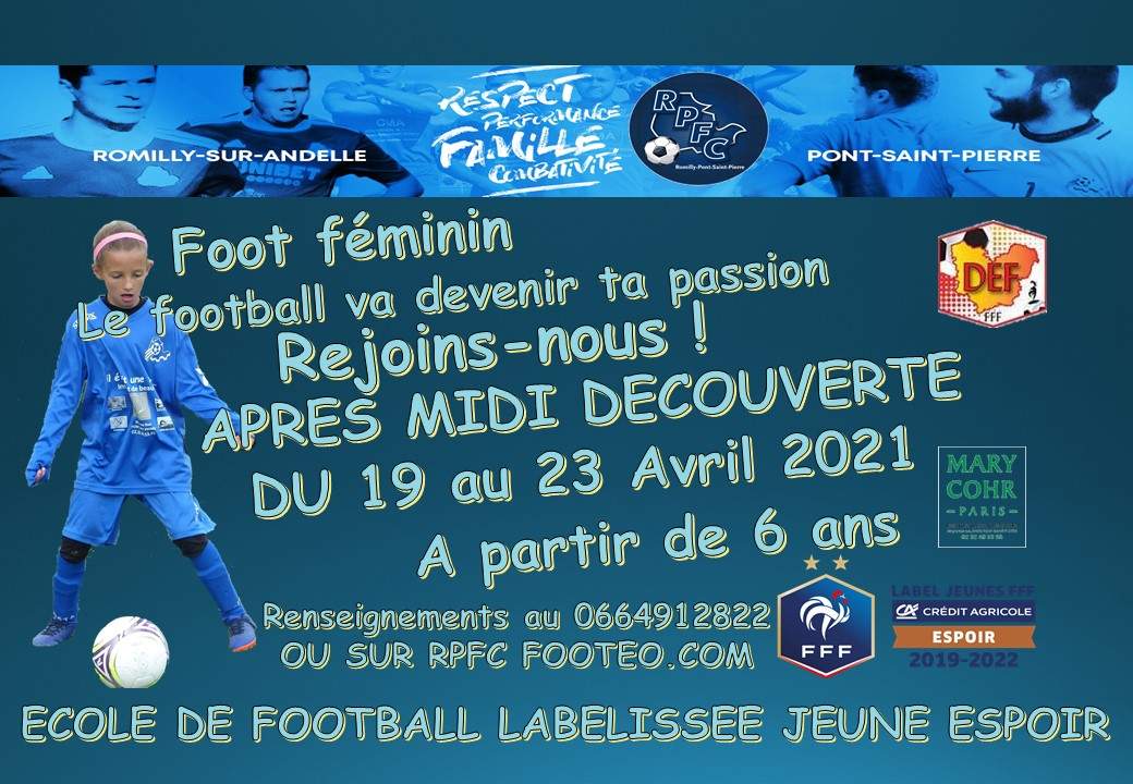 Actualité LES FILLES C EST AUSSI POUR VOUS club Football ROMILLY