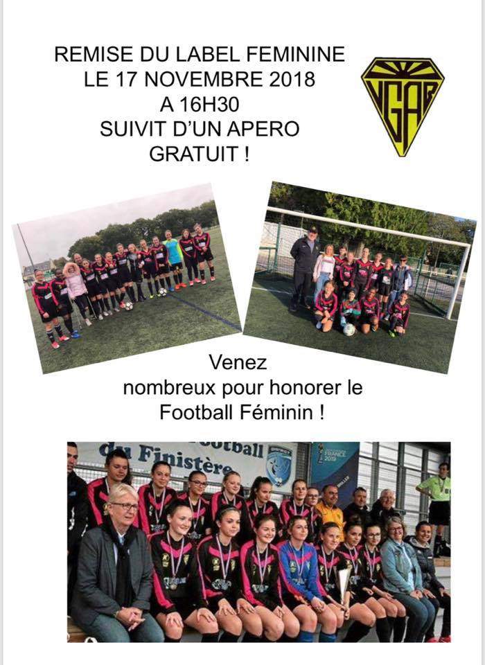 Actualité La VGAB féminine reçoit son LABEL club Football Vie au