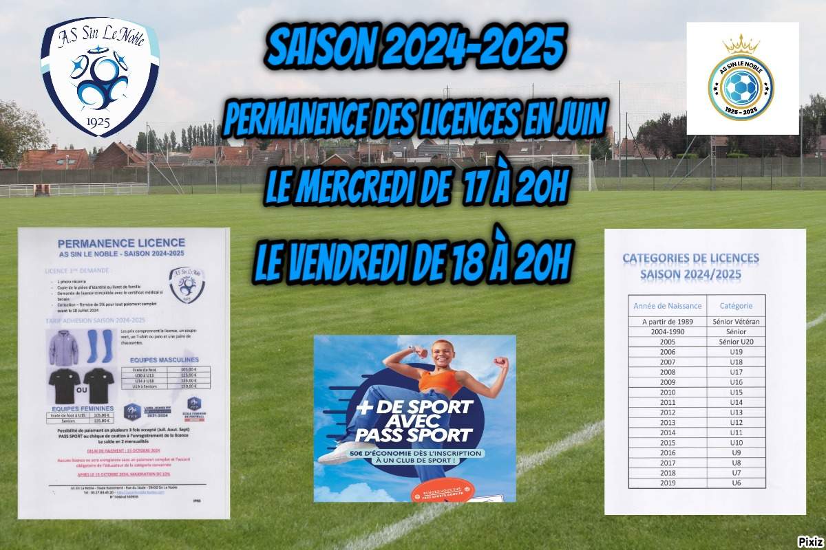 Actualité - "PERMANENCES LICENCES" SAISON 2024-2025... - Club Football ...