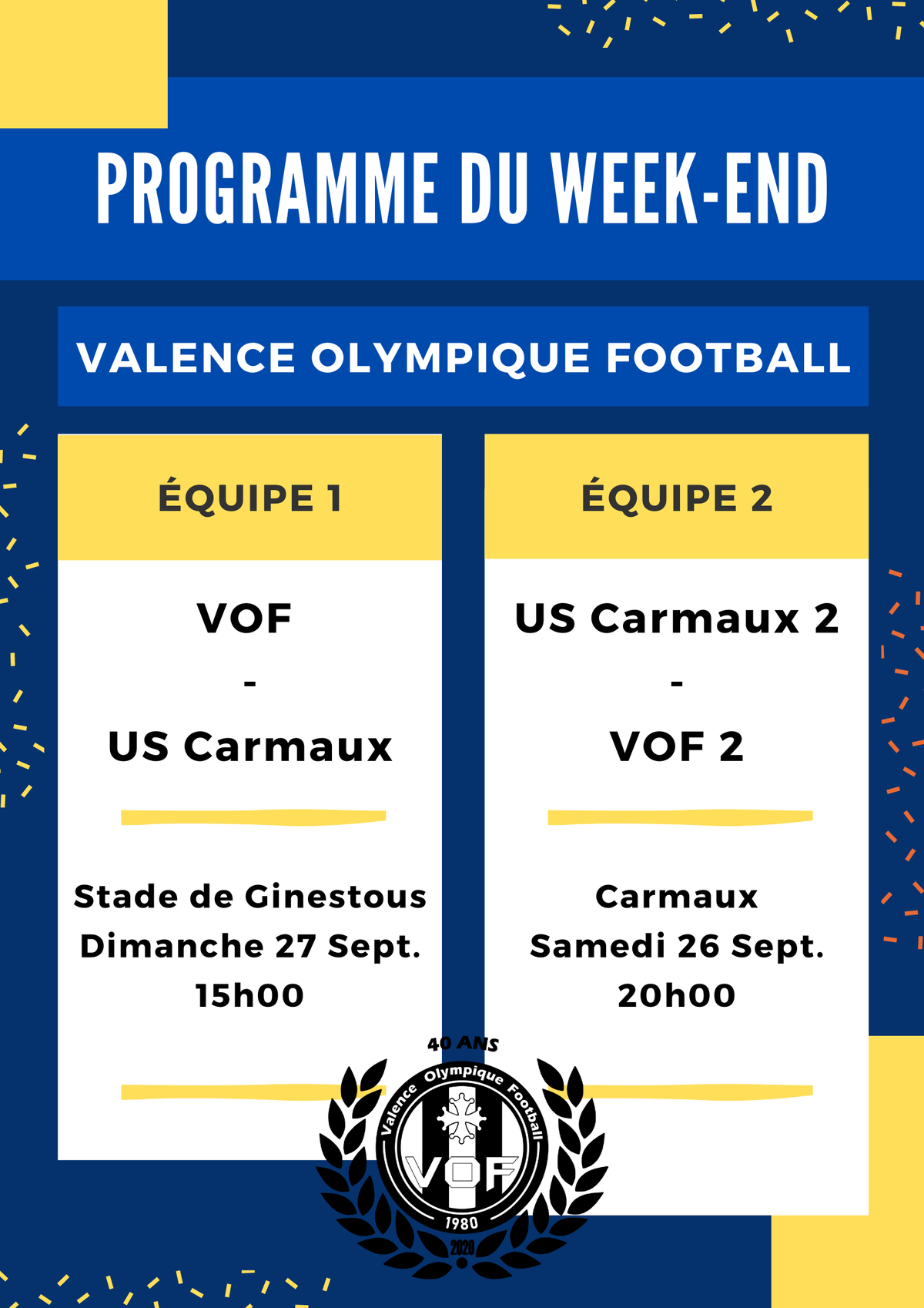 Actualité - AFFICHE DU WEEK-END - Club Football Valence Olympique ...