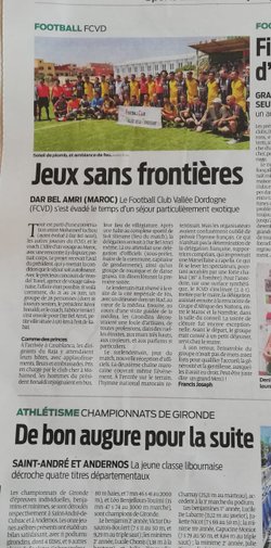 Voyage au Maroc sur le journal Sud-Ouest ! - FC Vallée de la Dordogne