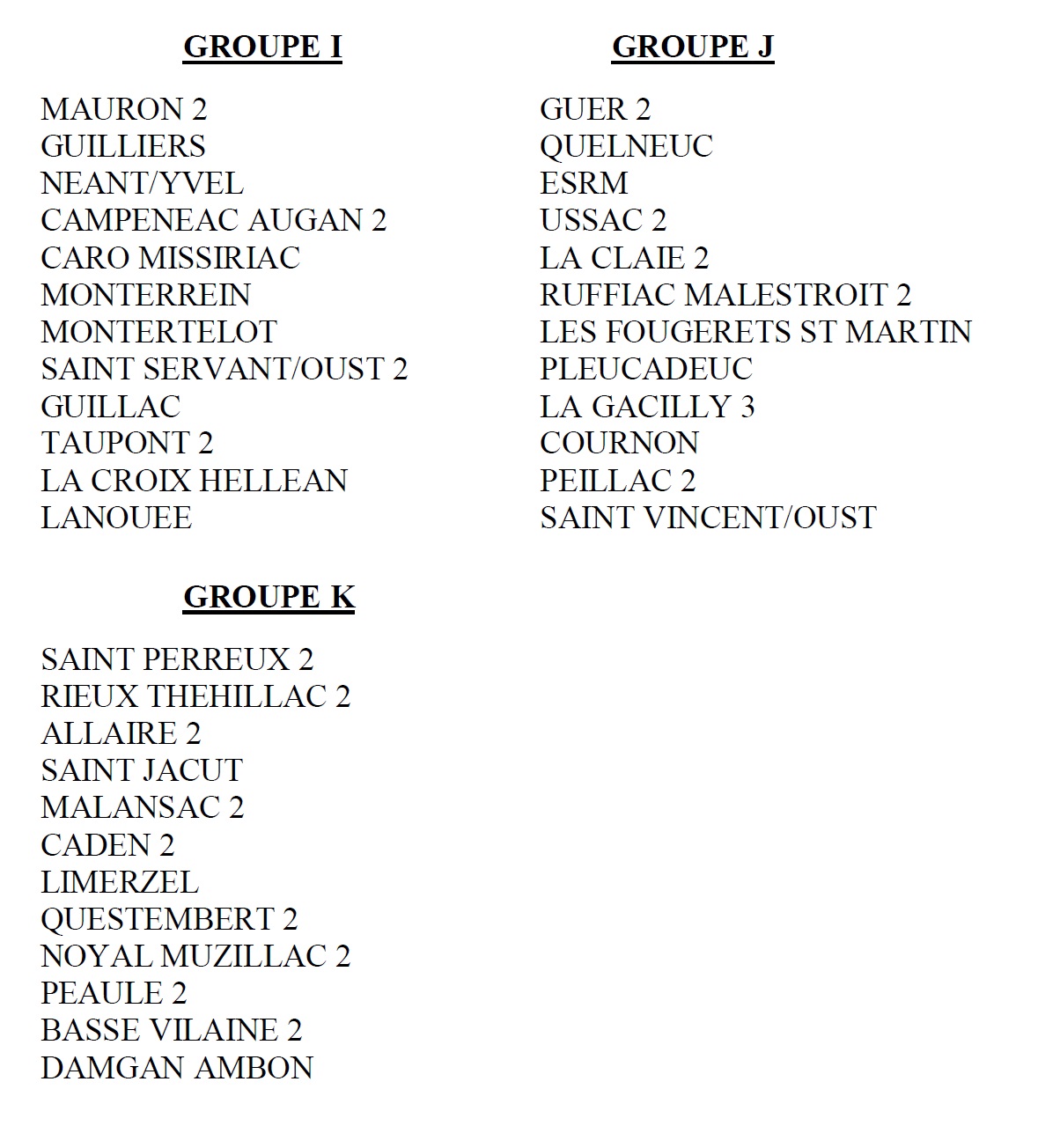 Calendriers séniors – DISTRICT DE FOOTBALL DU MORBIHAN