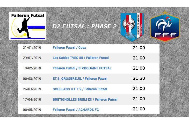 Calendrier Futsal 