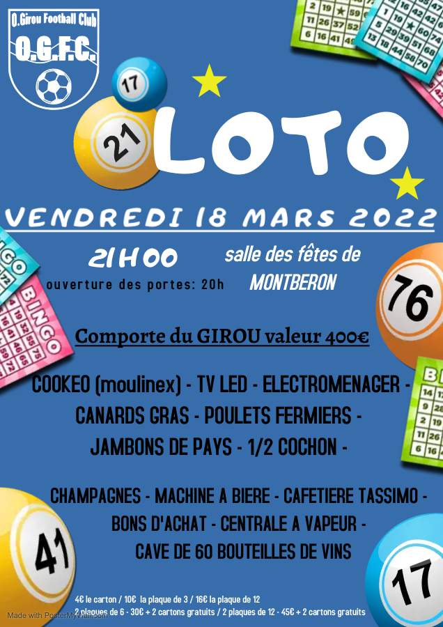 Actualité - Vendredi 18 mars 2022 - Grand Loto de... - club Football ...